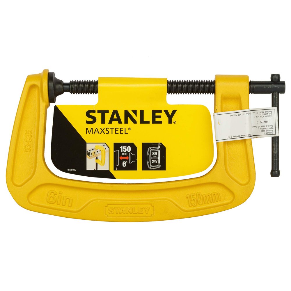 STANLEY 0-83-035 Max Steel C-Clamp-150mm (Yellow & Black), Limited lifetime warranty