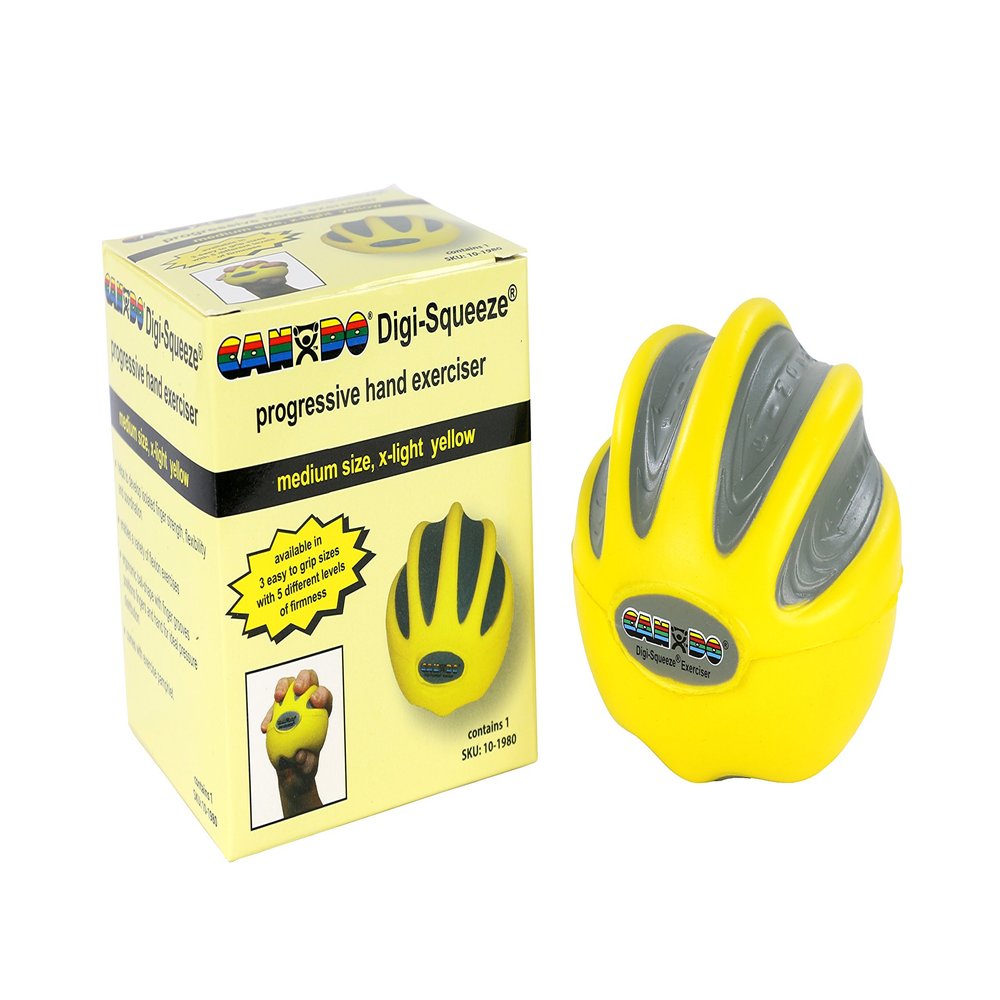 CanDo 10-1980 Digi-Squeeze Hand Exerciser, Medium, Yellow-X-Light