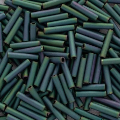 Toho Size #3 Bugle Beads 9mm, 706 Matte-Color Iris - Teal Beads, Apprx. 8 Grams, Imported 9mm Pipe Shaped Japanese Beads for Jewelry Making, Beading, Embroidery, Art and Craft