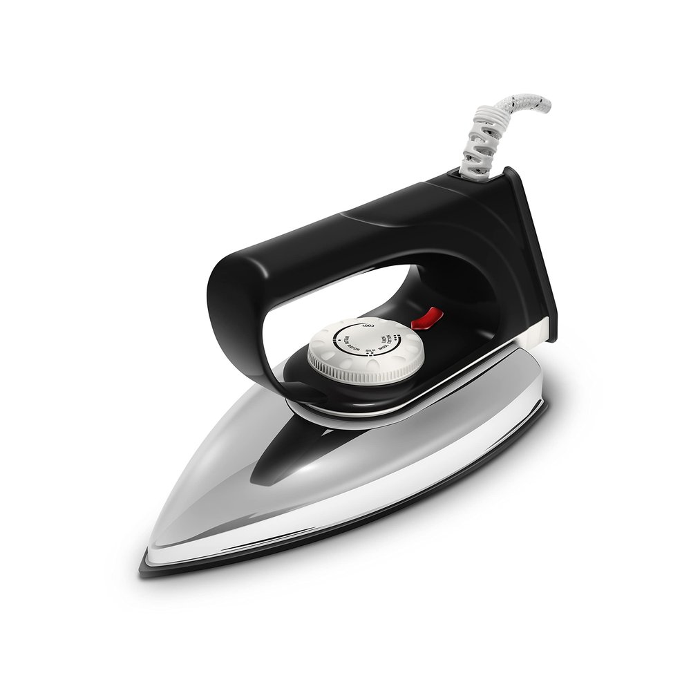 Wipro GD102 Popular 1000 Watt Electric Dry Iron, Lightweight, Chrome finish, Anti bacterial German Weilburg Double Coated Soleplate, Quick Heat Up, Stylish & Sleek, Aluminium, 2 Years Warranty, Black