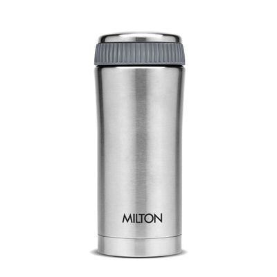 Milton Optima 350 Thermosteel Hot and Cold Flask, 340 ml, Silver | ISI Certified | Vacuum Insulated | Rust Proof | Leak Proof | Tea | Coffee | Juice