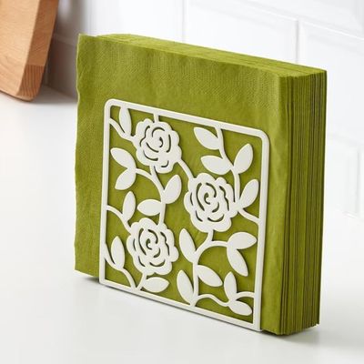 Ikea Napkin Holder White Floral Design, Steel