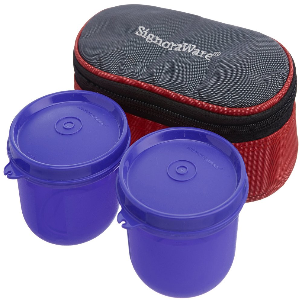 Signoraware Mid-Day Lunch Box with Bag, Deep Violet