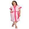 FEELBLUE Premium Micro Terry Double Shaded Half Sleeve Free Size Unisex Adult Bathrobe with Front Pocket (Pink) view 1