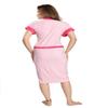 FEELBLUE Premium Micro Terry Double Shaded Half Sleeve Free Size Unisex Adult Bathrobe with Front Pocket (Pink) view 2