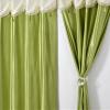 Homefab India Designer Lace Eyelet Polyester Curtain; Light Filtering, 9 x 4 feet Long Door Curtain, Green, Pack of 1 Piece view 2
