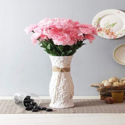 Fourwalls Beautiful Decorative Artificial Carnation Flower Bouquet for Home dcor (50 cm Tall, 18 Flower Stems, Light/Pink)