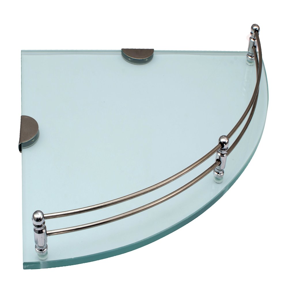 Klaxon Premium Glossy Glass Shelf for Bathroom/Wall Shelf/Storage Shelf (12 * 12 Inches, Transparent, Set of 1)