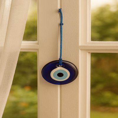 TurkCeramics by OMKAR INTERNATIONAL Turkish Evil Eye Nazar Battu Hanging  Feng Shui Wall Charm for Car, Home, Office, Wallet, Vastu, Door Handle, Entryway (5 cm, Blue)