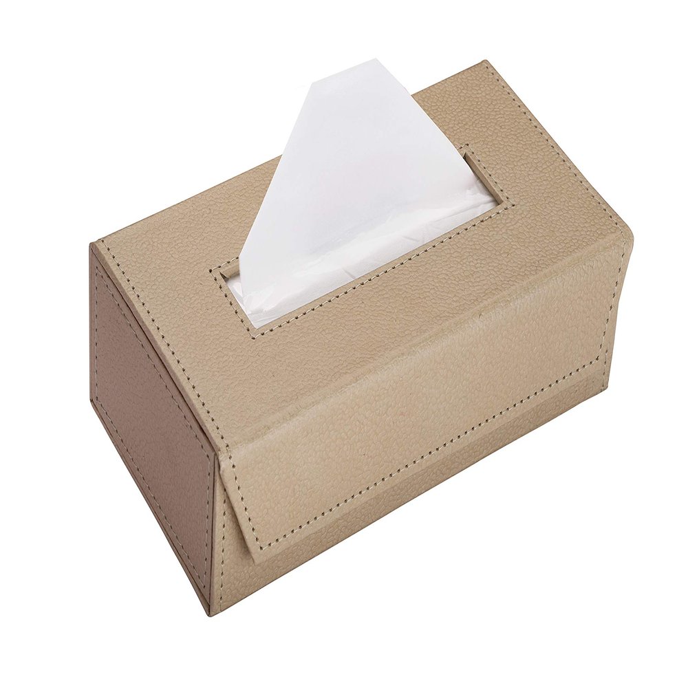 Ecoleatherette - Tissue Box Holder with 100 Pulls Cotton Rags Tissue | Handcrafted Fine Leather - Like Finish | for Gifting, Office Desks, Cars & Home Dcor | Durable & Water Resistant