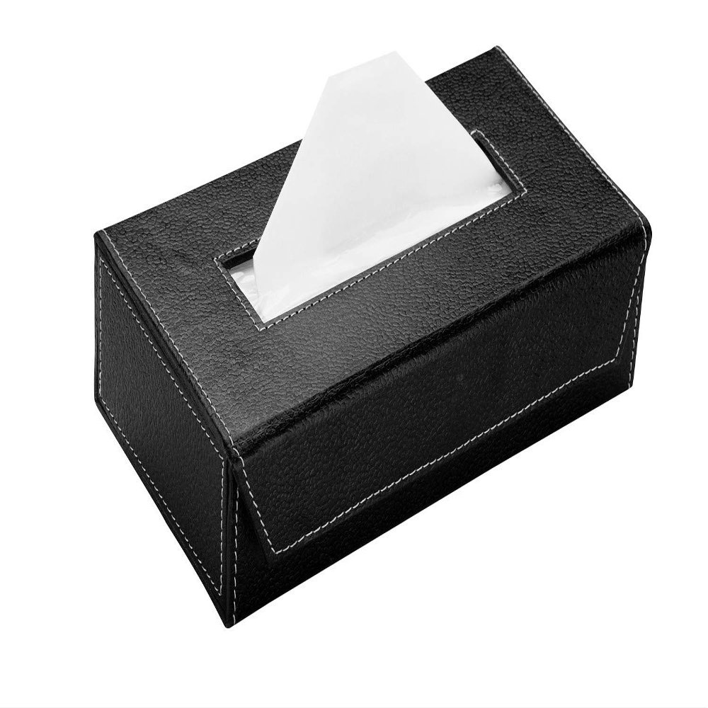 Ecoleatherette - Tissue Box Holder with 100 Pulls Cotton Rags Tissue | Handcrafted Fine Leather - Like Finish | for Gifting, Office Desks, Cars & Home Dcor | Durable & Water Resistant