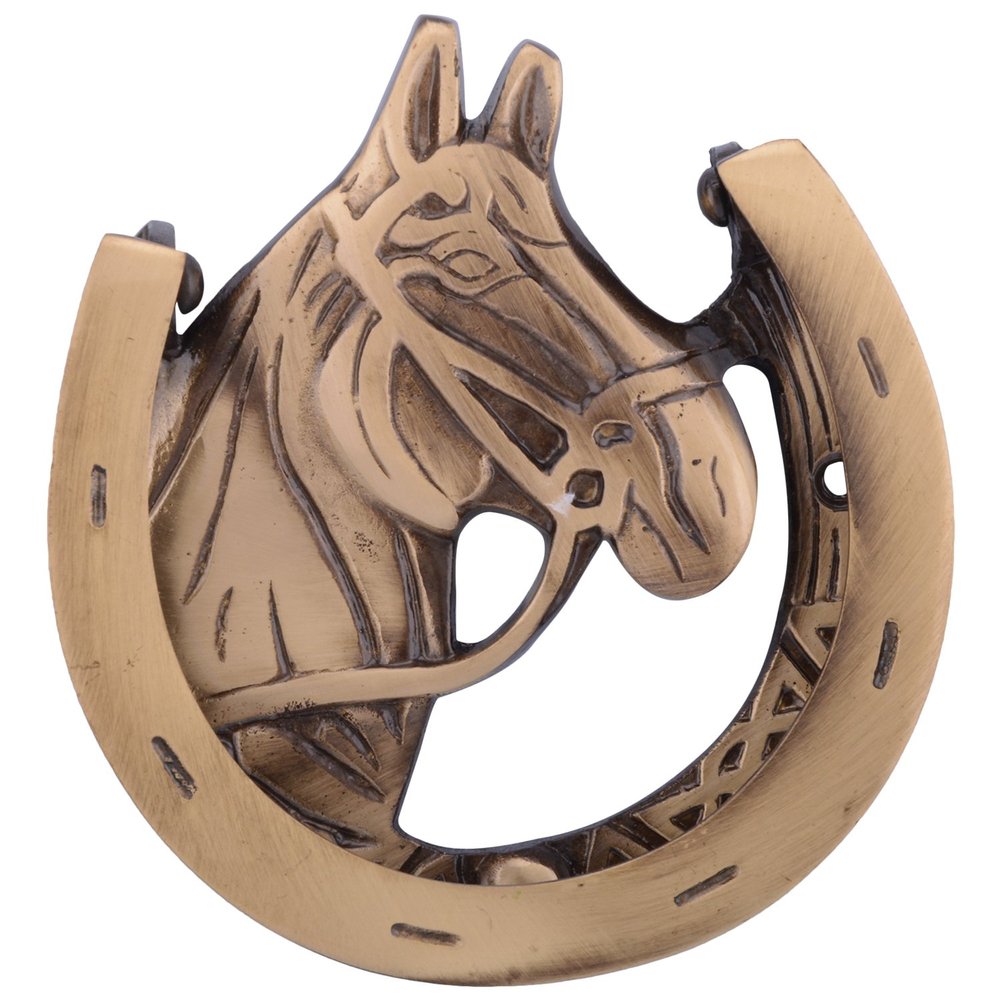 Ace Antique Finish Brass Horse Shoe Door Knocker (5 inches X 4.5 inches)