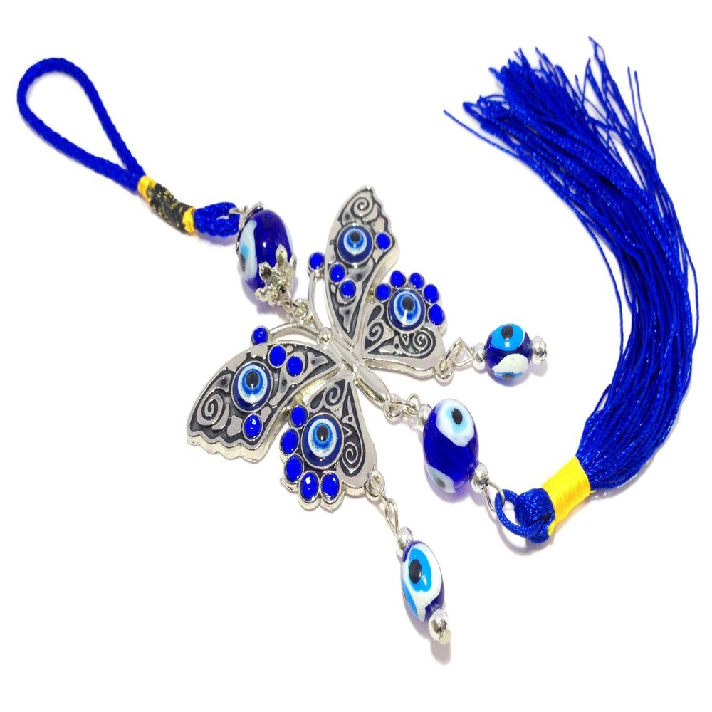 Discount4product New Beautiful Metal Butterfly Car/Door Hanging with Evil Eye Protection