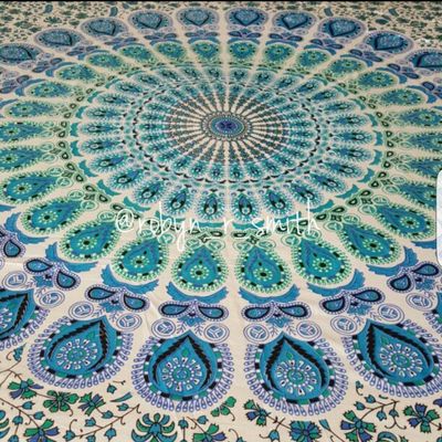 Wall Tapestries, White Indian Peacock Mandala Tapestry,Indian Wall Hanging,Hippie Indian Tapestry,Bohemian Wall Hanging,Queen Bedspread Throw Decor Art
