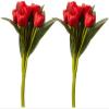 Fourwalls Beautiful Artificial Polyester and Plastic Tulip Flower Bunch (9 Head Flower, 38 cm Total Height, Red, Set of 2) view 1