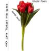 Fourwalls Beautiful Artificial Polyester and Plastic Tulip Flower Bunch (9 Head Flower, 38 cm Total Height, Red, Set of 2) view 3