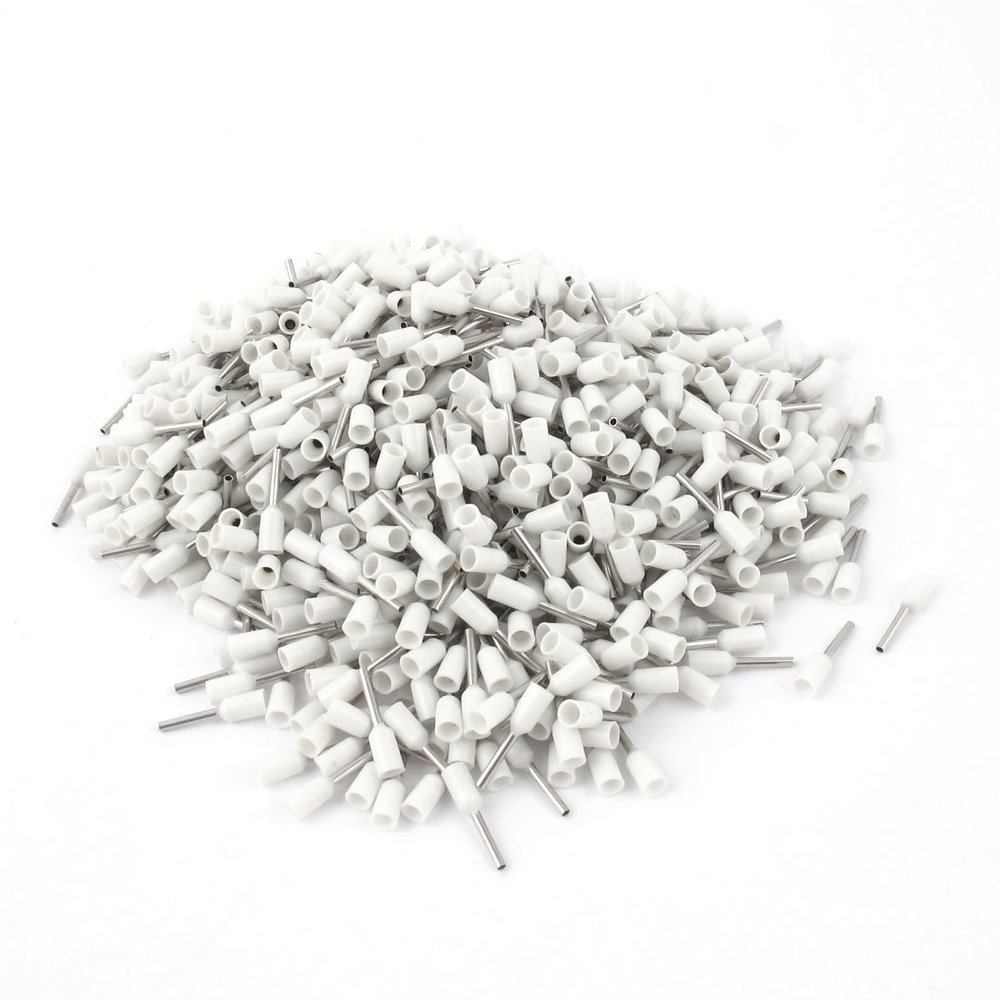 uxcell 1000pcs White Wire Crimp Insulated Ferrule Pin Cord End Terminal AWG22