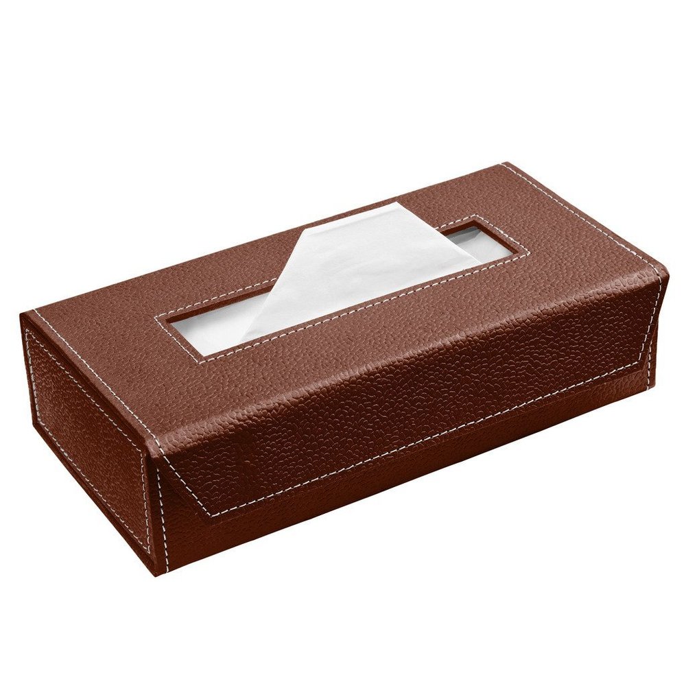 Ecoleatherette - Tissue Box Holder with 100 Pulls Cotton Rags Tissue | Handcrafted Fine Leather - Like Finish | for Gifting, Office Desks, Cars & Home Dcor | Durable & Water Resistant