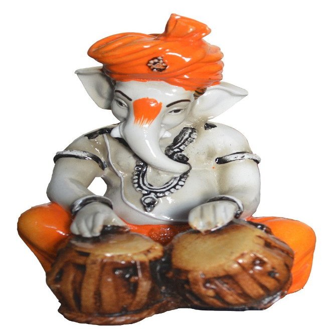 Karigaari India Polyresine Ganesha Playing Tabla Idol