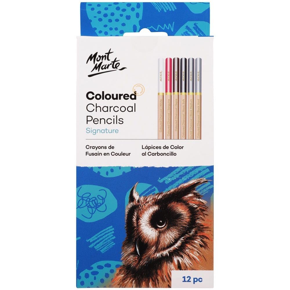 Mont Marte Coloured Charcoal Pencils MPN0042 12Pc