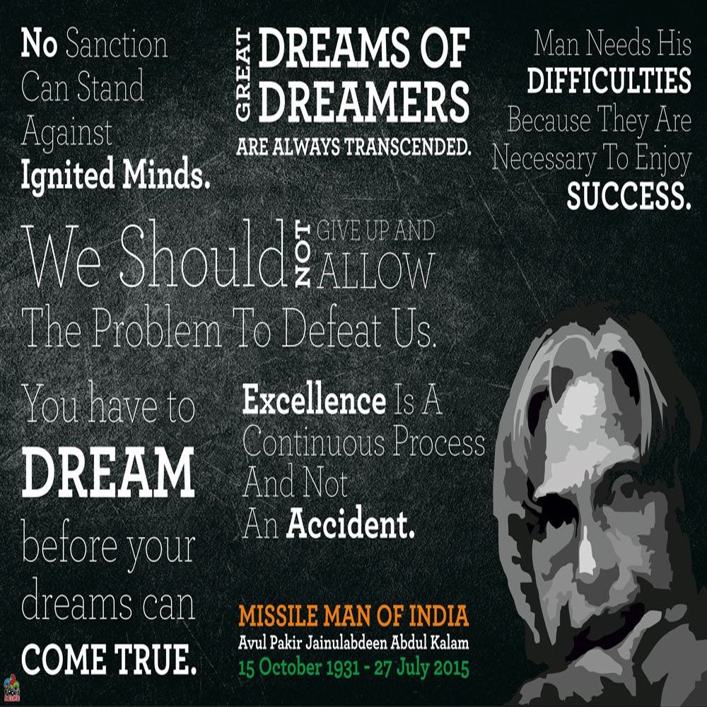 Fool's Desire Paper Dr. A.P.J. Abdul Kalam' Poster (Multicolour, 12x18-inch)