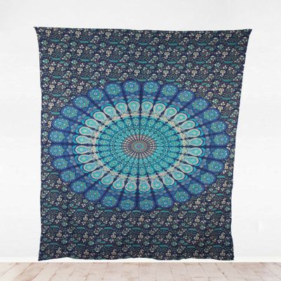 Mandala Tapestry (New 2015) 100% Cotton - for Your Wall, Bedroom, Beach Throw, Meditation, Dorm Hanging - Style: Indian Buddhist Tibetan (Bondi Blue)