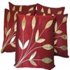 Hargunz Leaf Design Cushion Covers (Maroon, 16x16-Inch) -Set of 5 view 1