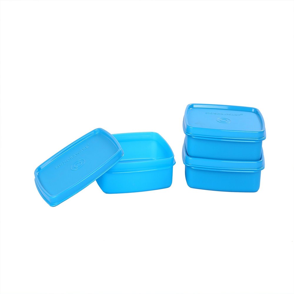 Signoraware Smart N Slim Plastic Lunch Box Set, 350ml, Set of 3, Turkish Blue