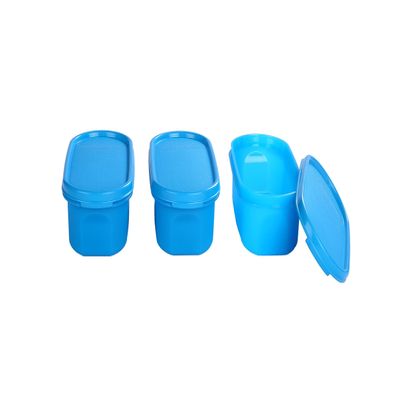 Signoraware 500ml Modular Storage Container with Lid | Food Grade Bpa-Free Plastic Jar Boxes | Freezer Microwave Safe Leak-Proof | Unbreakable Kitchen Organizers (Oval | Set 3 T Blue)