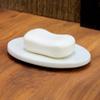 KLEO - Natural White Marble Stone Soap Dish Bath Accessories for Bath, Tub or Wash Basin in Oval Shape view 3