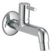 Kamal Full Brass Long Body Bib Cock Tab with Wall Flange - Nova | Wall Mounted | Chrome Finish | Non-Corrosive - Silver view 1