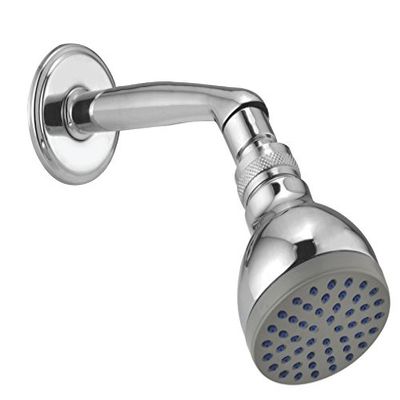 Kamal Brass Continental Overhead Shower With Arm | Wall Mounted | Round Shape | Wall Flange Included - Silver (Pack of 1)