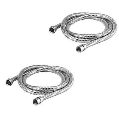 Kamal Stainless Steel Flexible Tube Delux (1.5 Meter) | Chrome Finish | Anti-Corrosive - Silver (Pack of 2)