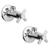 Kamal Full Brass Angle Cock with Wall Flange - Cross | Wall Mounting | Chrome Finish | Elegant Finish, Anti-Corrosive - Silver (Pack of 2) view 1