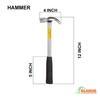 GLOBUS Forged Steel Claw Hammer 250 gms with Steel handle and Rubber Grip view 3