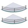 Klaxon Premium Bathroom Corner Shelf/Transparent Glass Corner Shelf for Bathroom and Living Room/Corner Glass Shelf (9x9 Inches) (Pack of 2) view 1