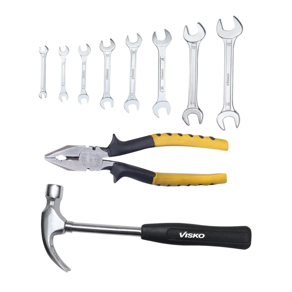 Visko 805 3 Pc Home Tool Kit (1 Claw Hammer, 1 Pack of 8 pcs Spanner & 1 Combination Plier Set)