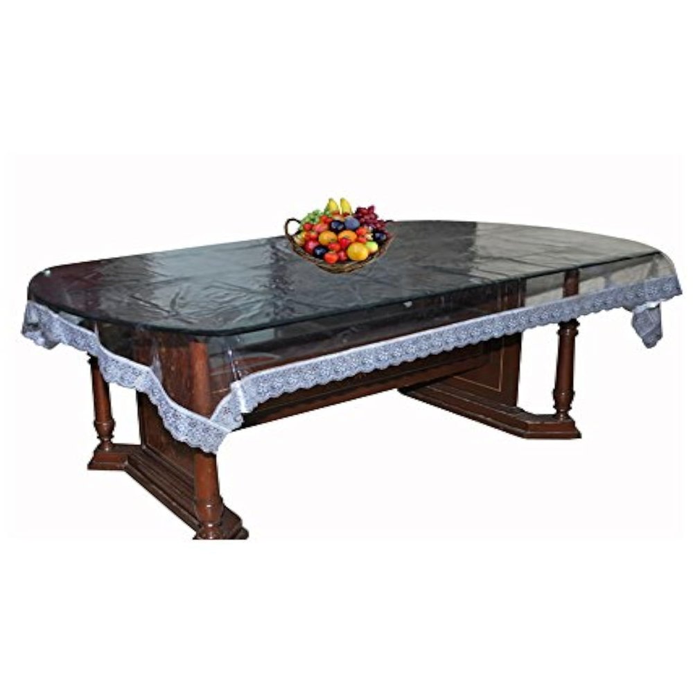 Ans Dinning Table Cover Transperent 6 Seater Transperent Table Protector Rectangle Silver Border