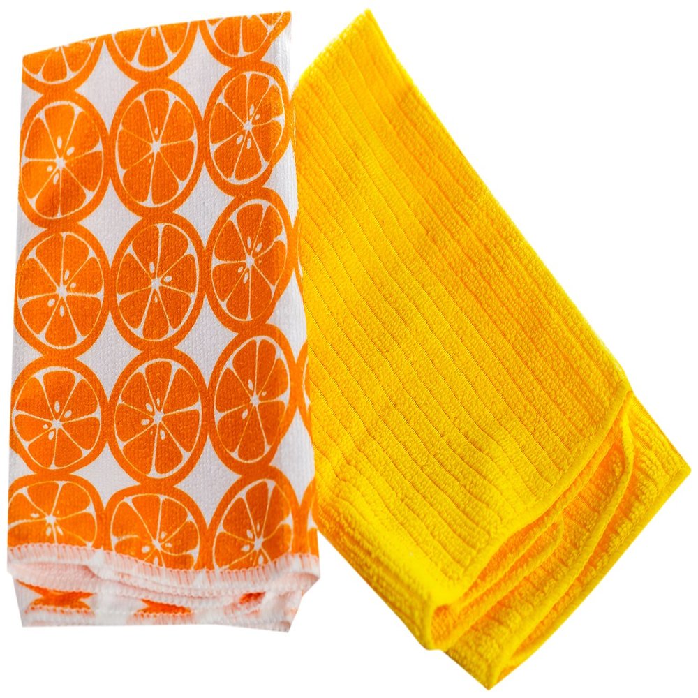 NavaHome Basics Microfiber Cleaning Cloth (Set Of 2), Orange
