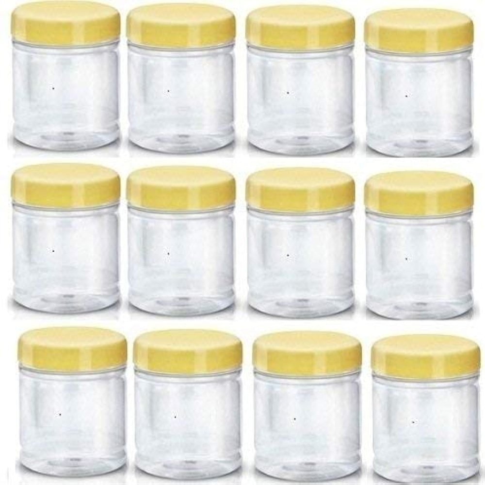 Sunpet Polyurethane Jar Set - 250 Ml, 12 Pieces, Clear, Yellow, 250 Milliliter,Plastic