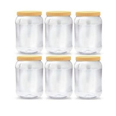 Sunpet Polyurethane Premium Round Jar- Set Nospl1500-06 Of 6Pcs (Clear, Yellow), 1500 milliliter