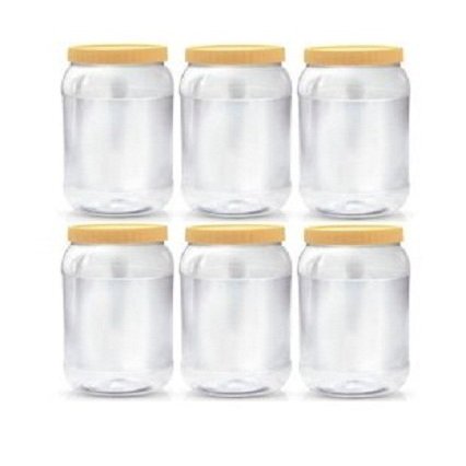 Sunpet Polyurethane Premium Round Jar- Set Nospl1500-06 Of 6Pcs (Clear, Yellow), 1500 milliliter