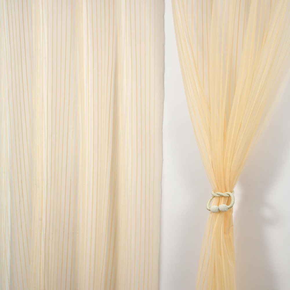 Homefab India 1 Piece Sheer Strips Long Door Curtain - 8 ft, Beige