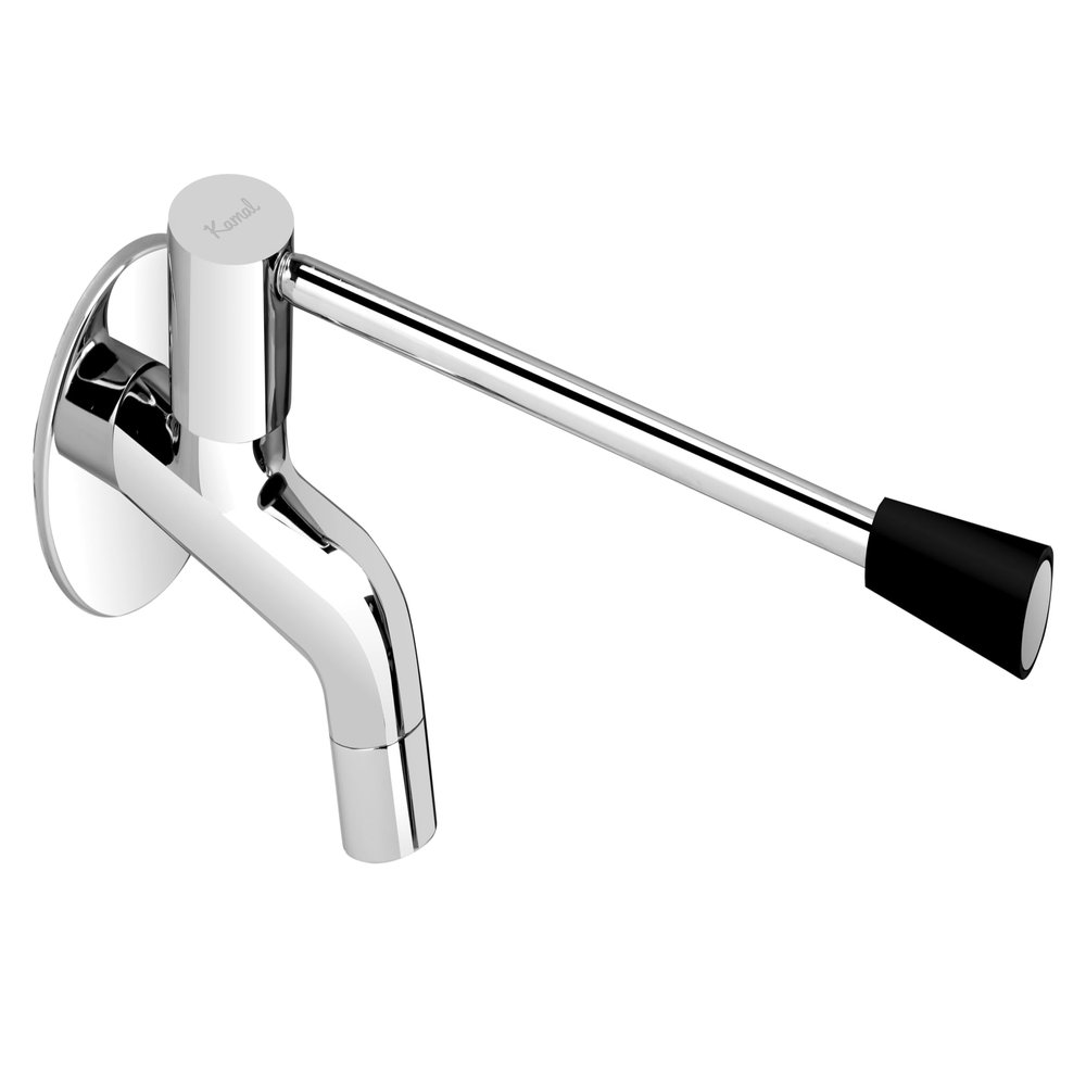 Kamal Full Brass Elbow Action Bib Cock Tap Faucet - Nova | Wall Mount Installation Type | Chrome Finish - Silver (Pack of 1)