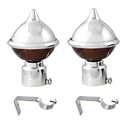 JAKABA Antique Copper Stainless Steel and Alloy Curtain Finials with Supports - Pack of 4 Pcs. (Finials : 2 Pcs + Supports : 2 Pcs) : Curtain Brackets/Holders - JKB5251AC