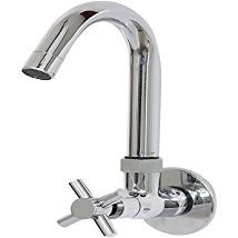 Sanitation Brass & Steel Spell Tap Sink Cock (10 cm x 4.5 cm x 22 cm, Silver)