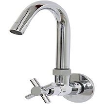 Sanitation Brass & Steel Spell Tap Sink Cock (10 cm x 4.5 cm x 22 cm, Silver)