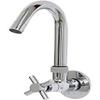 Sanitation Brass & Steel Spell Tap Sink Cock (10 cm x 4.5 cm x 22 cm, Silver) view 1
