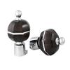 JAKABA Walnut Stainless Steel and Alloy Curtain Finials with Supports - Pack of 4 Pcs. (Finials : 2 Pcs + Supports : 2 Pcs) view 2