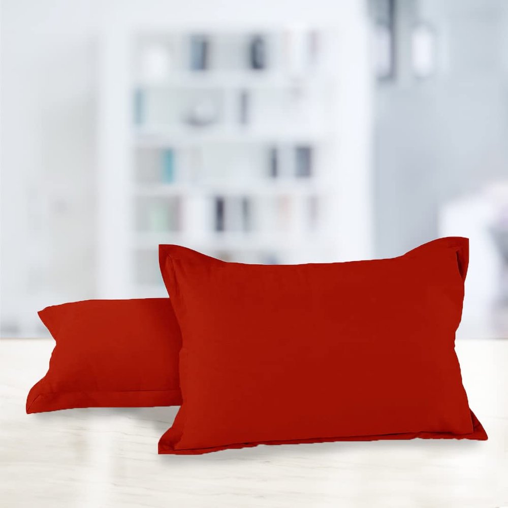 AURAVE Solid Cotton 220 TC Pillow Covers  Standard Size | Soft, Breathable & Durable | Luxury Hotel Quality with Envelope Closure - 18 X 27 Inches, Maroon, 2 Piece